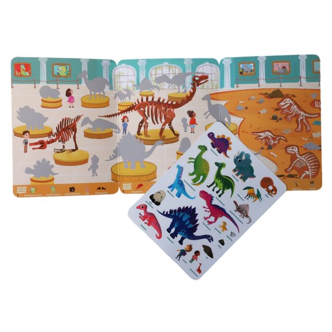 Children's Book with Reusable Silicone Stickers – At the Dinosaur Museum (Ages 3+)