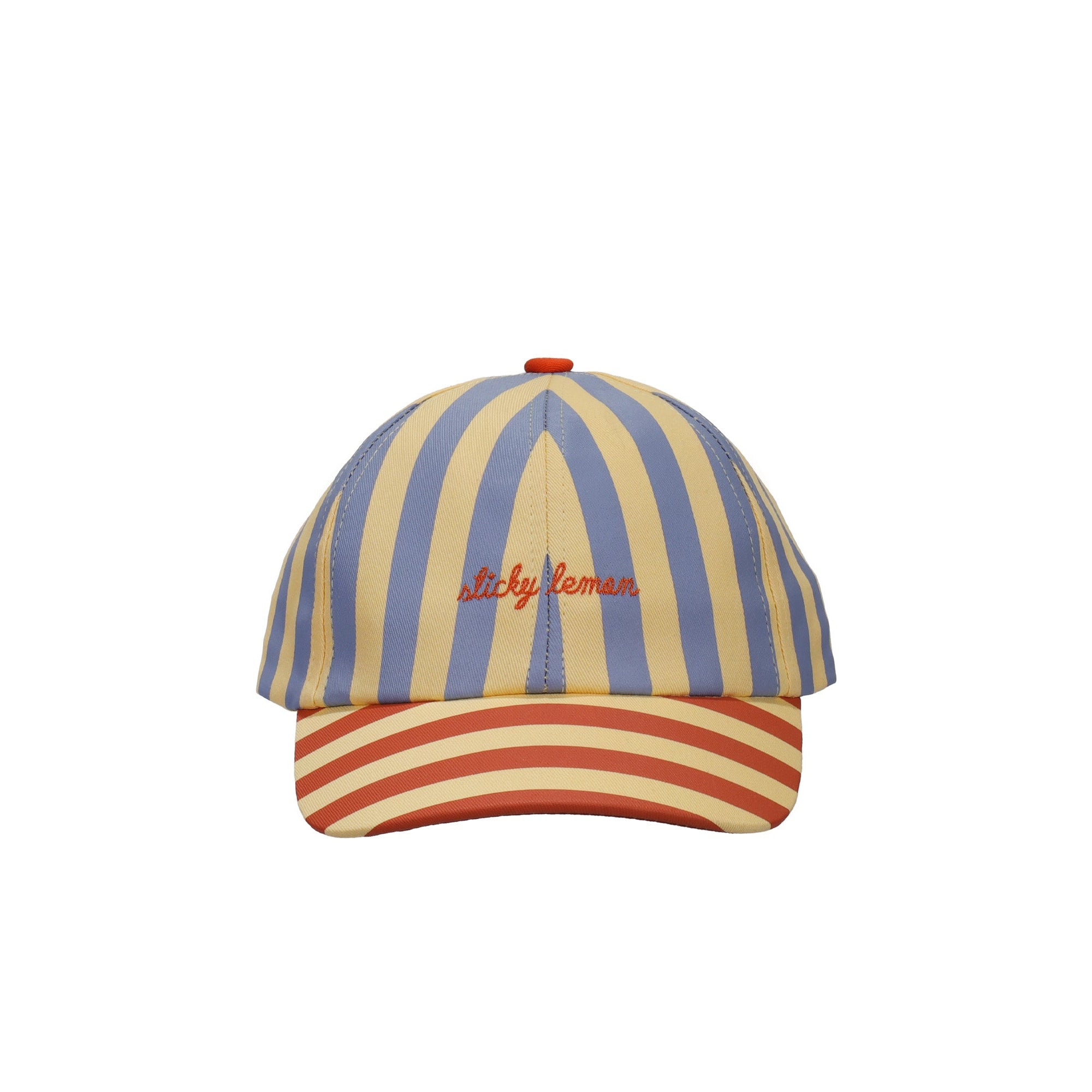 Kid's jockey cap stripes blue whale + sandy yellow 12μηνών+  Ø47-56 cm Sticky Lemon