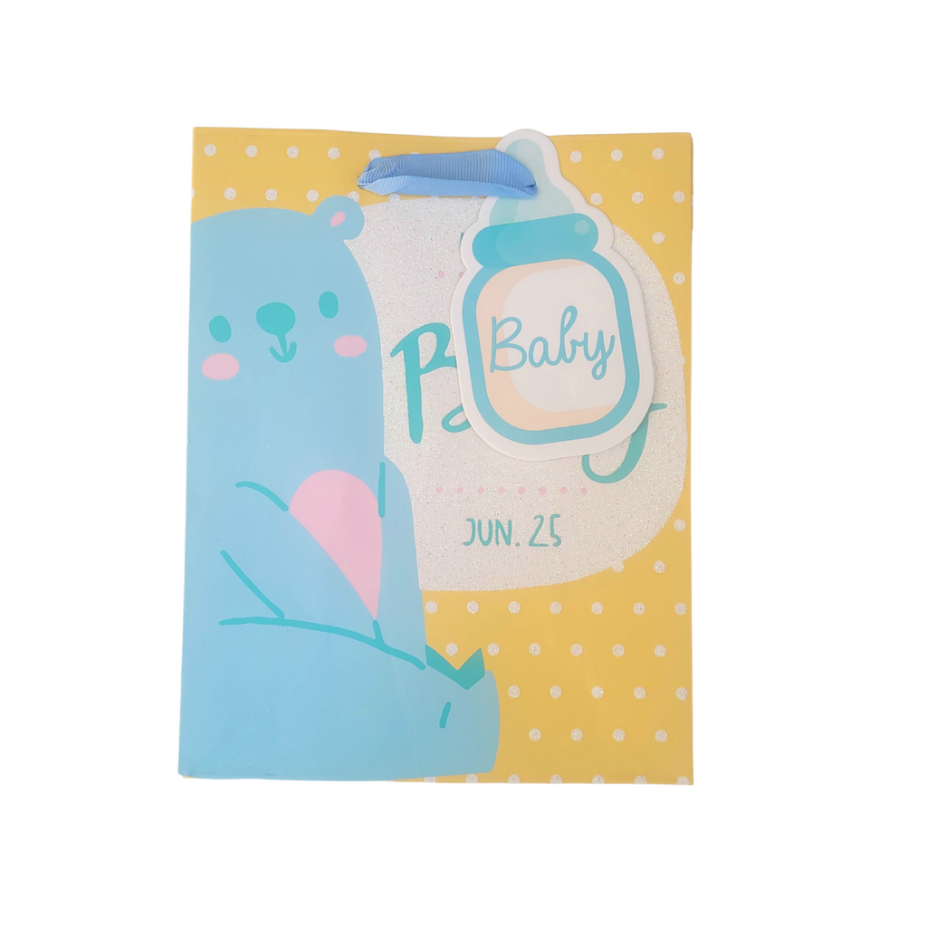 Paper Gift Bag for newborns New Baby - Bear - Small 18x23x10cm και Medium 26x32x12cm