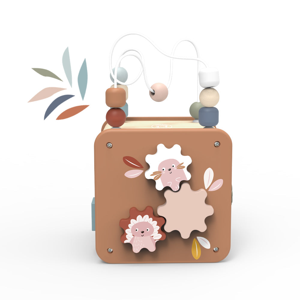 Ξύλινο παιδικό παιχνίδι κύβος δραστηριοτήτων 5 σε 1 - 20x20x34cm Speedy Monkey 12+μηνών