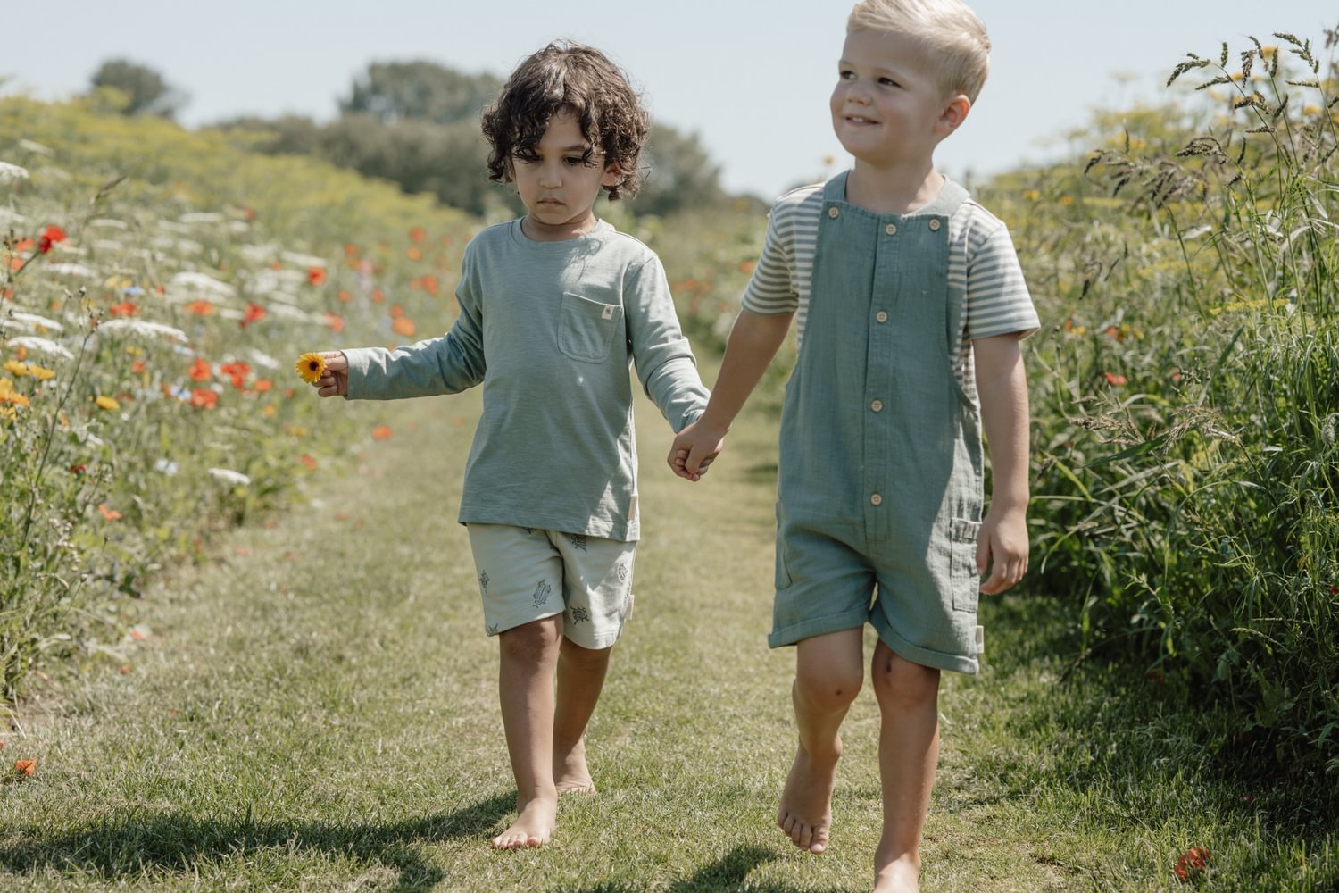 Kids dungarees Forest green 1-4Years Little Dutch