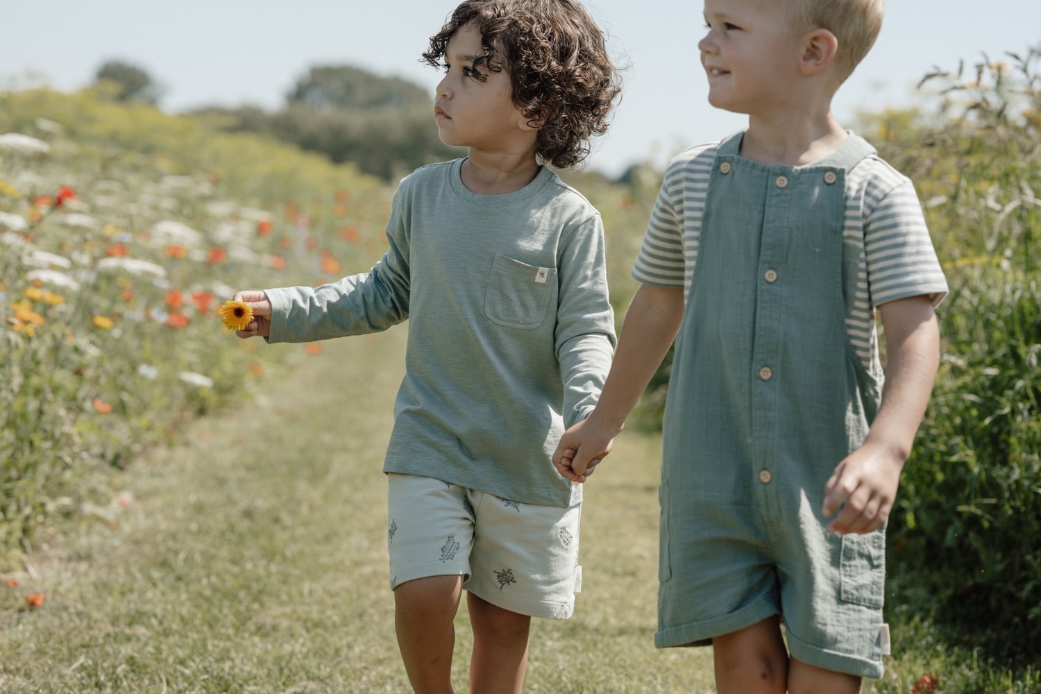 Kids dungarees Forest green 1-4Years Little Dutch