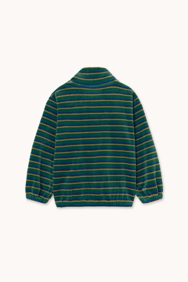 Παιδικό βαμβακερό φούτερ Duo Stripes mockneck Dark Green 3-12 ετών Tinycottons