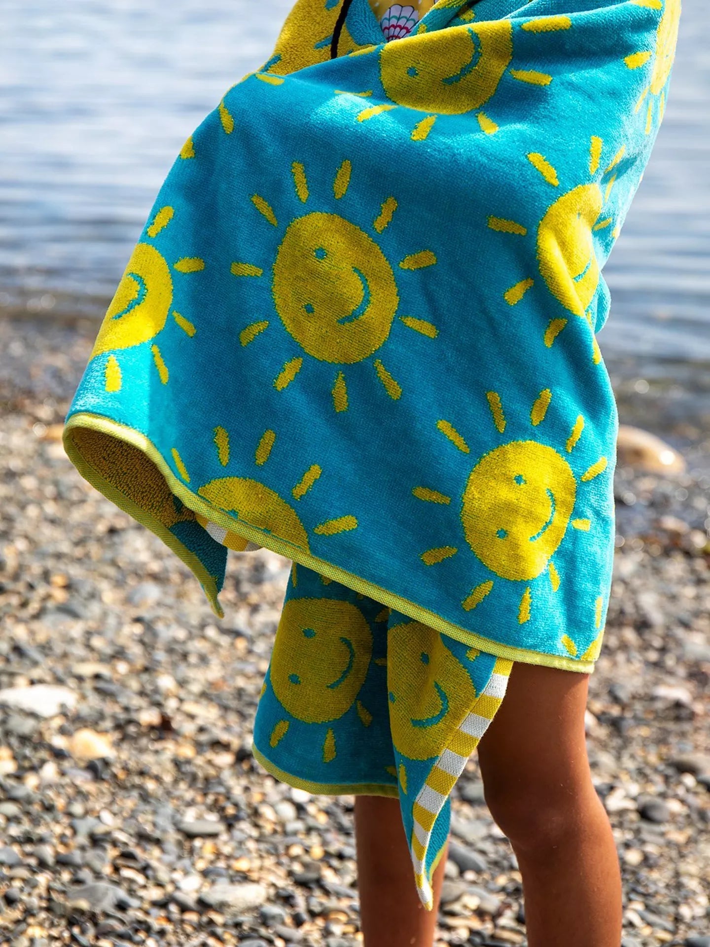 Children's Beach Towel Sunshine Smiles 140 x 70cm Organic cotton Frugi