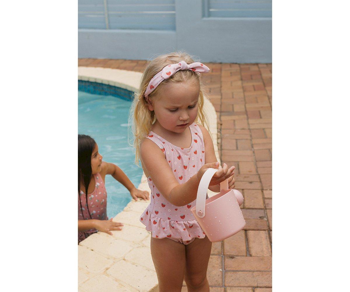 Crossed One-Piece Costume with Ruffles UPF 50+ 2-3 Years Strawberries Monnëka size S