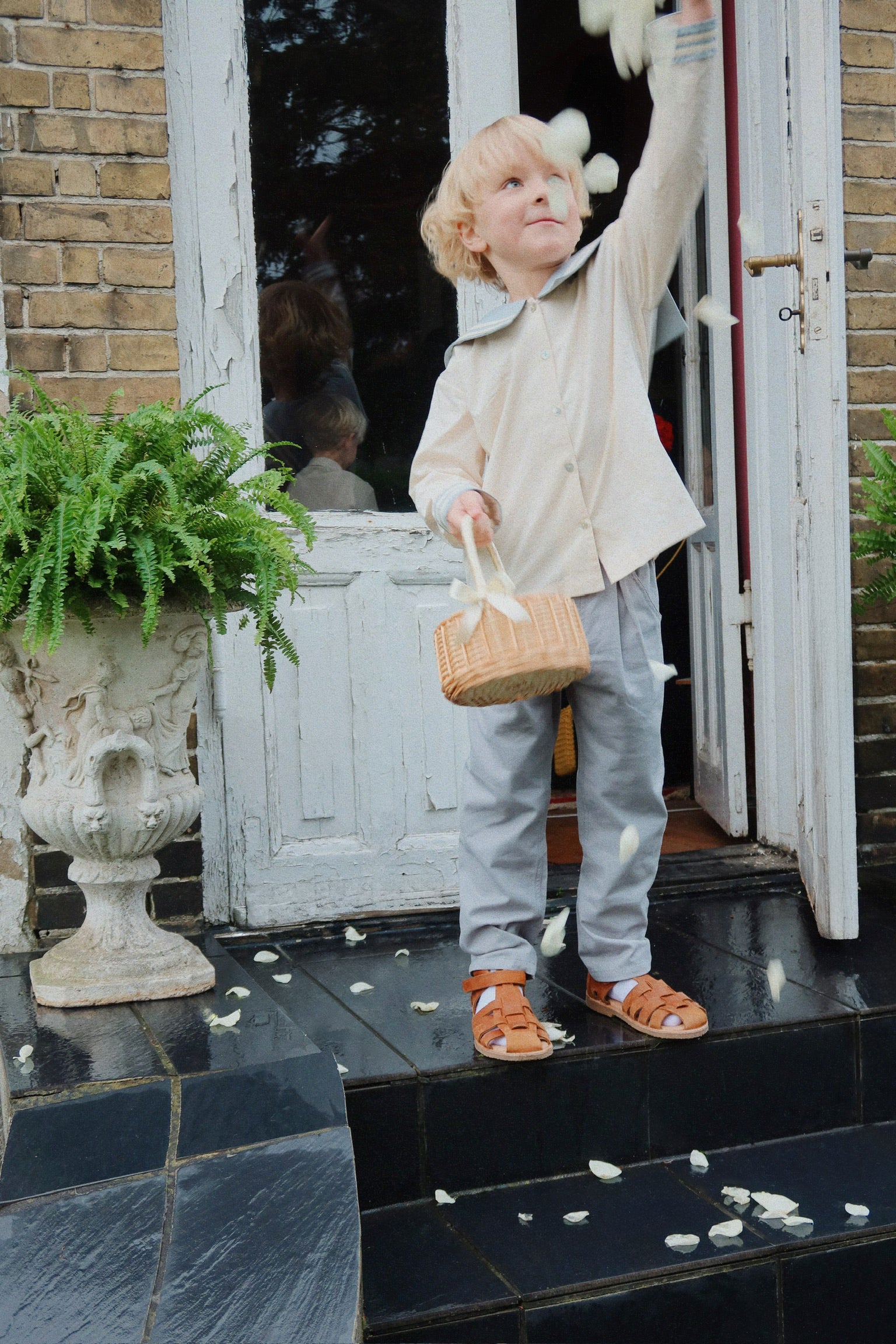 Kid's suede strap sandal Cognac no 22-30 Konges Slojd