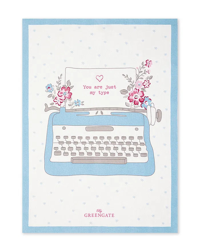 Tea towel piece printed Elba white 50cm