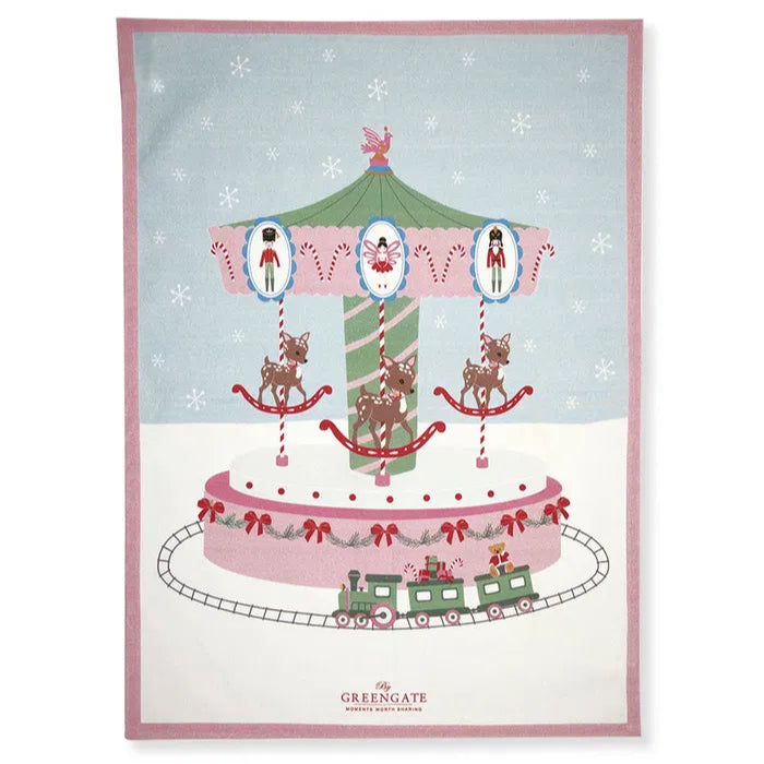 Tea towel piece printed Inge-Marie white 50cm