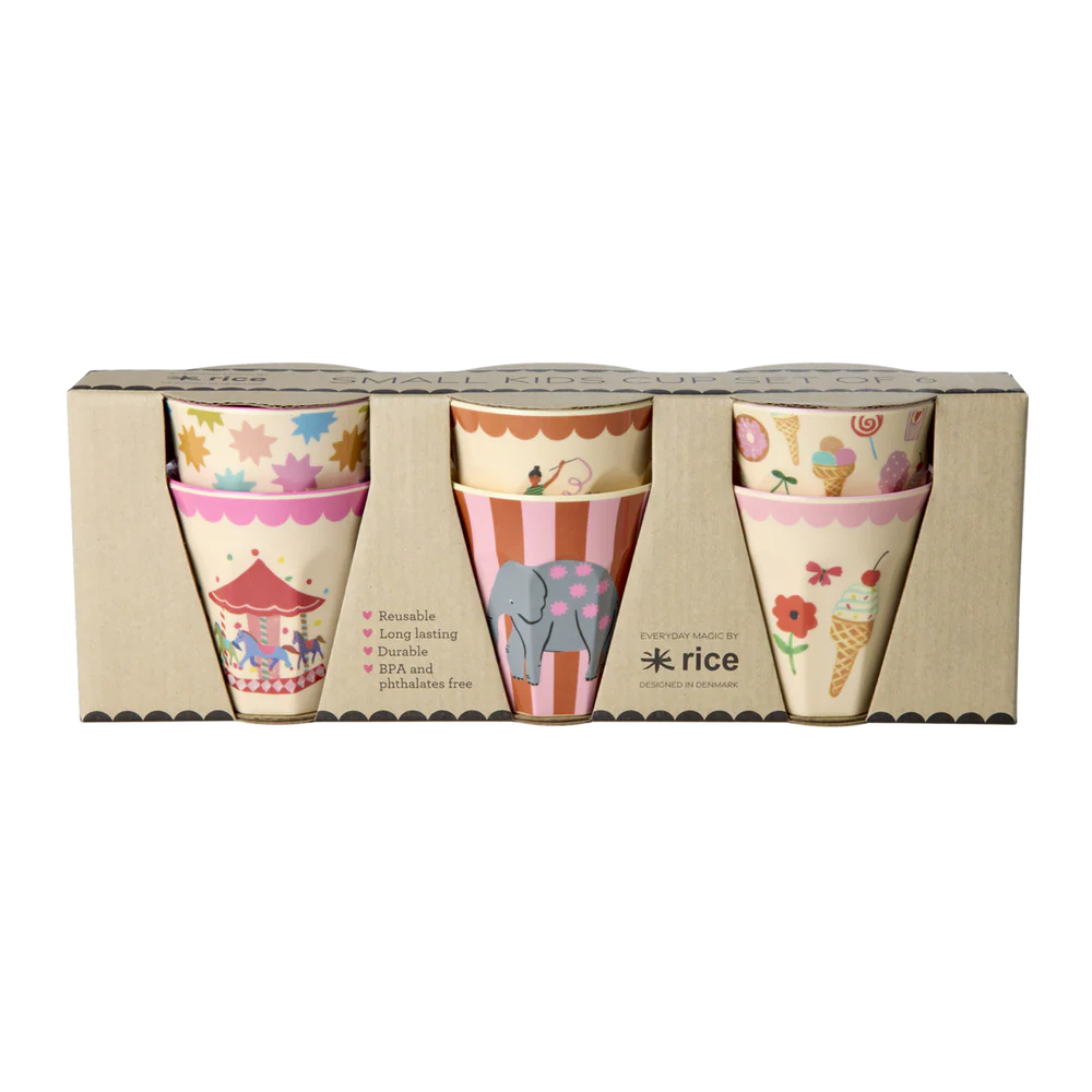 Σετ 6 Παιδικά ποτήρια μελαμίνης Λούνα Παρκ Pink 160 ml Rice