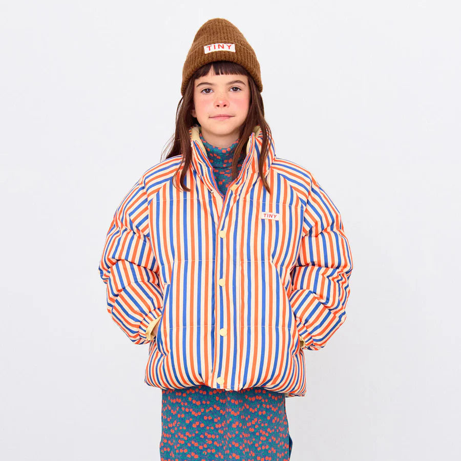 Παιδικό κοντό Μπουφάν με επένδυση Retro Stripes red-blue  3-12Y Tinycottons