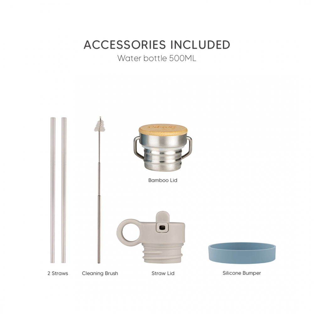 Stainless Steel Dusty Blue Water Bottle 500ML