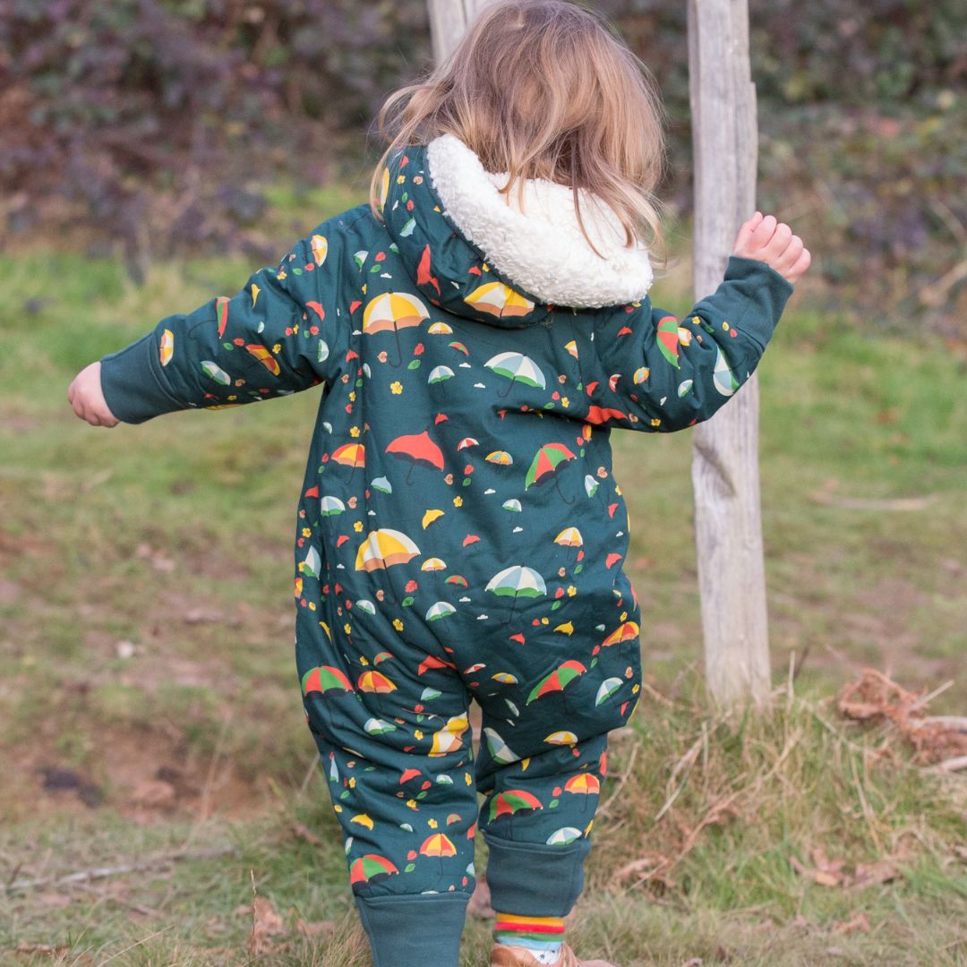Βρεφική ολόσωμη φόρμα με επένδυση Sherpa-σχέδιο ομπρέλες