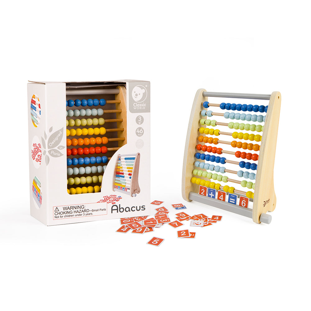 Children's Wooden Abacus with Math cards 3+
