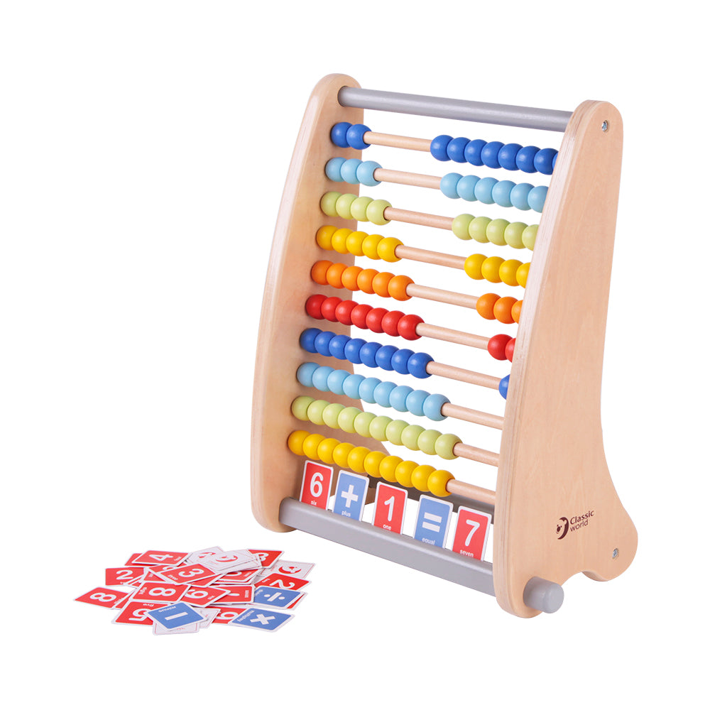 Children's Wooden Abacus with Math cards 3+