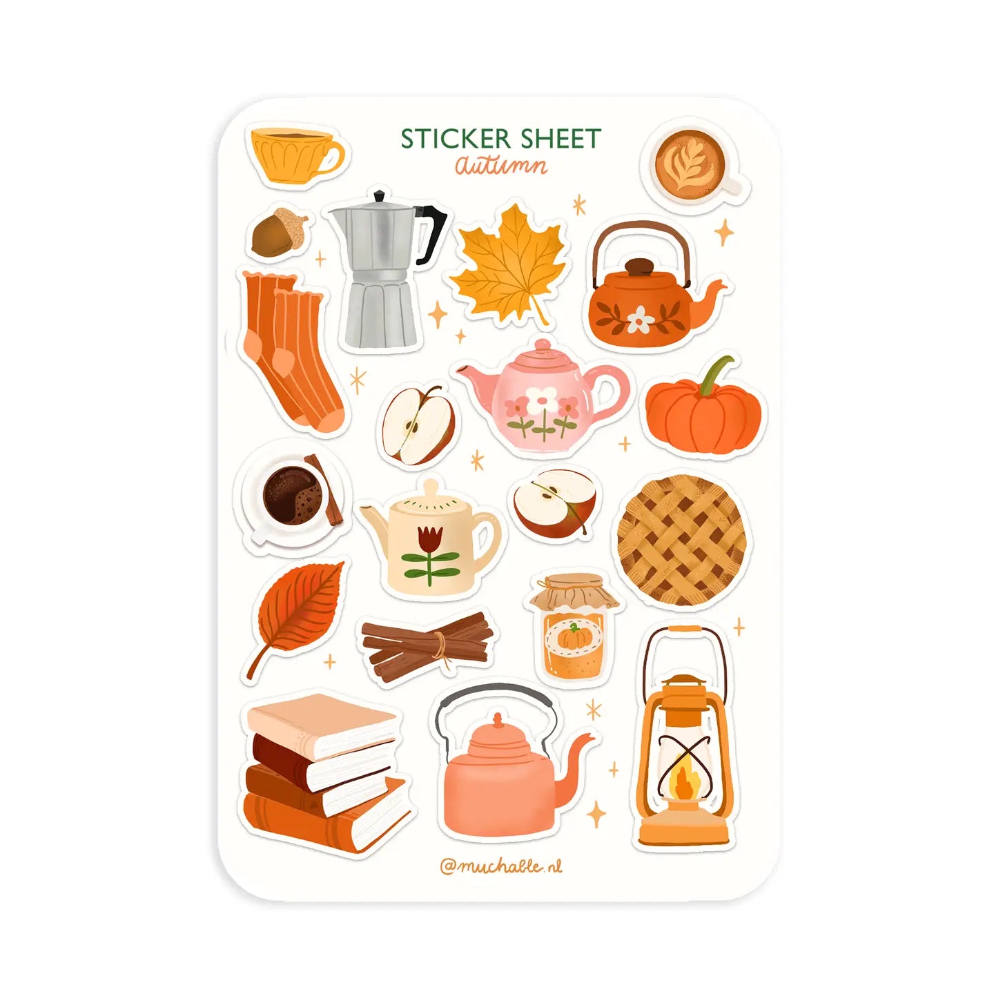 Autumn Cozy & cute A6 sticker sheet 10.5x14.8cm