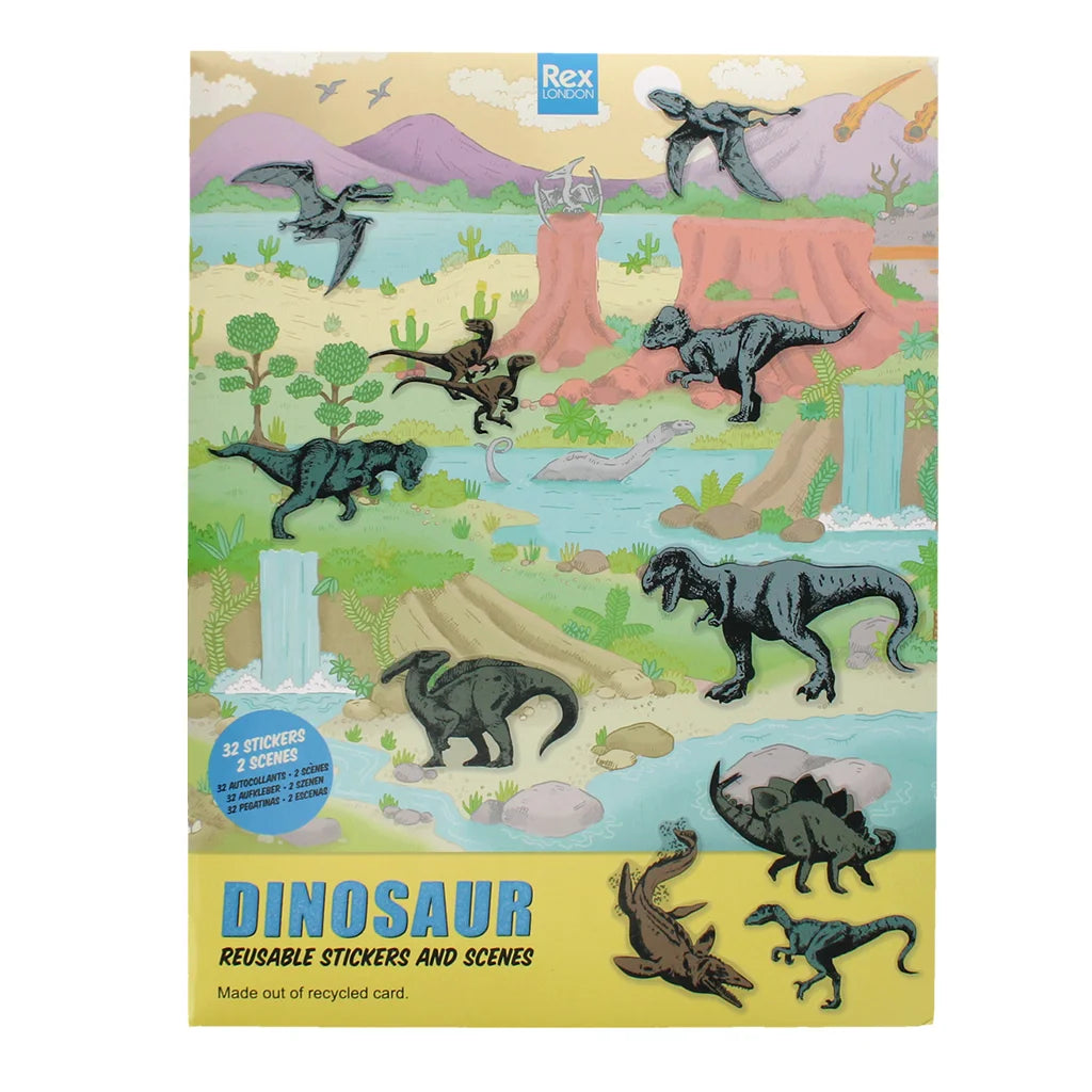Kid's reusable stickers Dinosaurs with double-sided scene +3 years