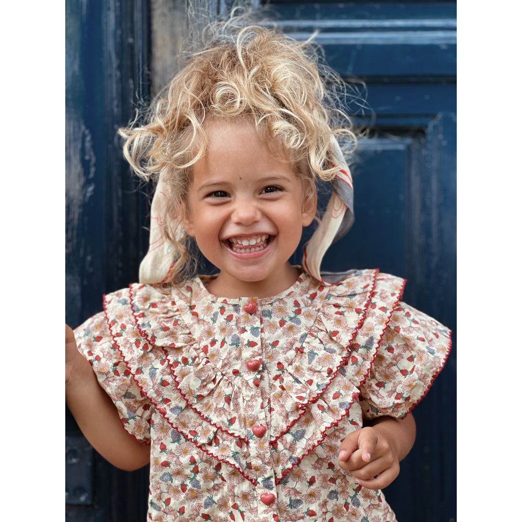 Παιδικό κοντομάνικο πουκάμισο με βολάν γιακά Marguerit 9μηνών - 18μηνων Konges Slojd