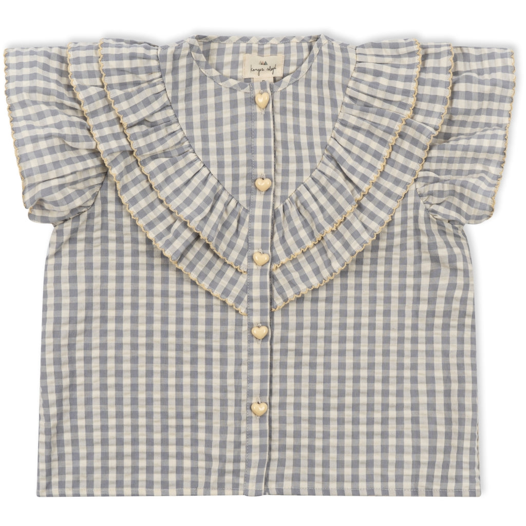 Παιδικό κοντομάνικο πουκάμισο με βολάν γιακά Sleek Check 9 μηνών Konges Slojd