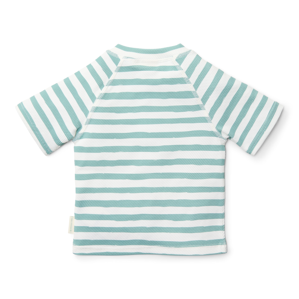 Swim t-shirt short sleeve +UV Stripes Surf blue size 74-104 Little Dutch