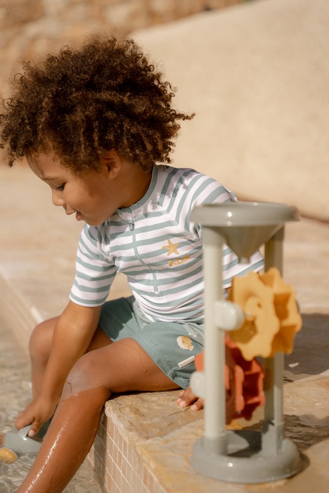 Swim t-shirt short sleeve +UV Stripes Surf blue size 74-104 Little Dutch