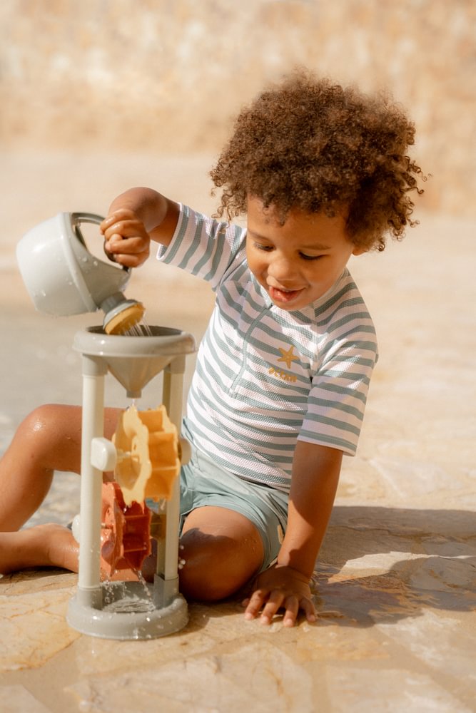 Swim t-shirt short sleeve +UV Stripes Surf blue size 74-104 Little Dutch