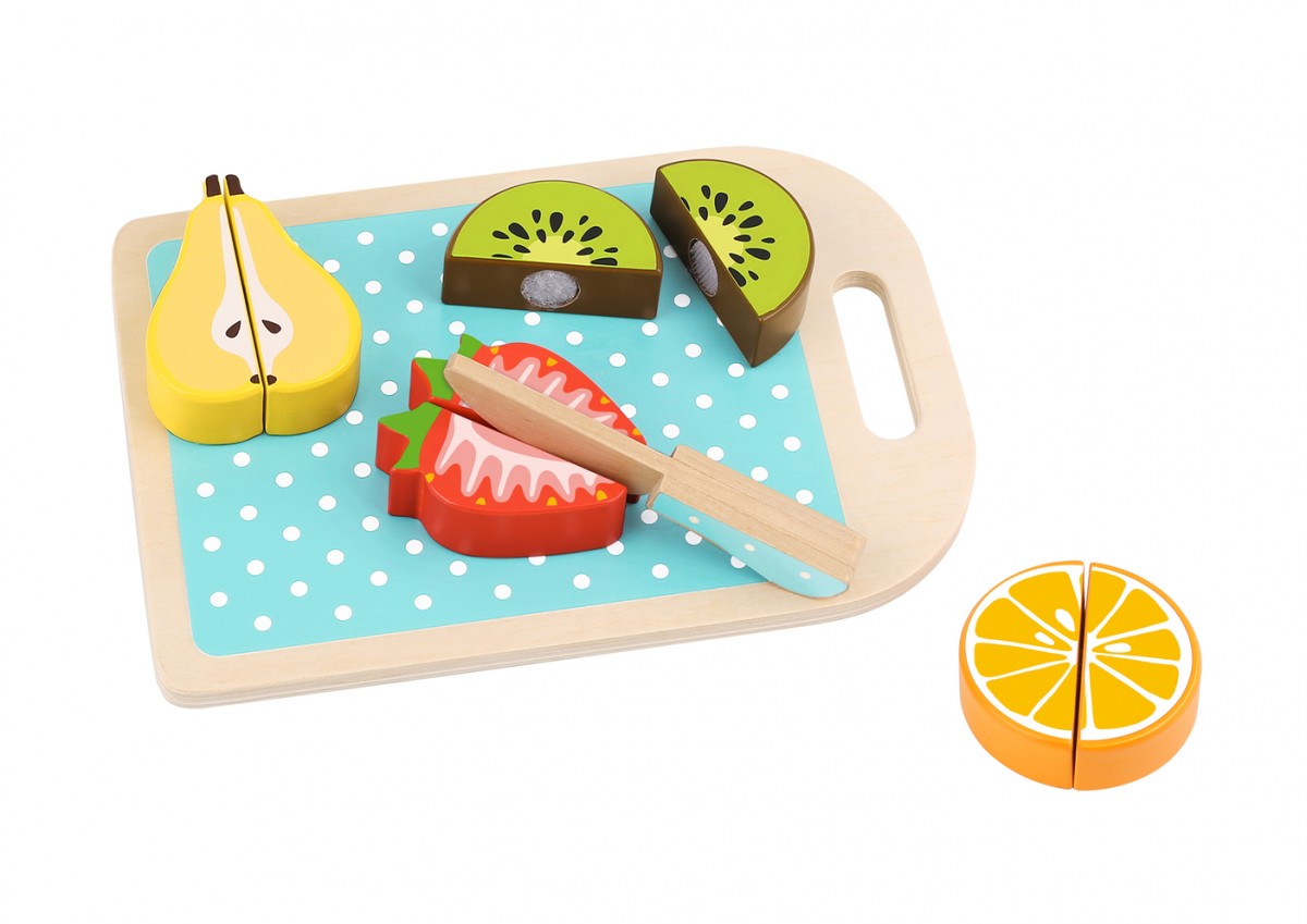 Wooden food tray with fruits 12M+ Tooky Toys