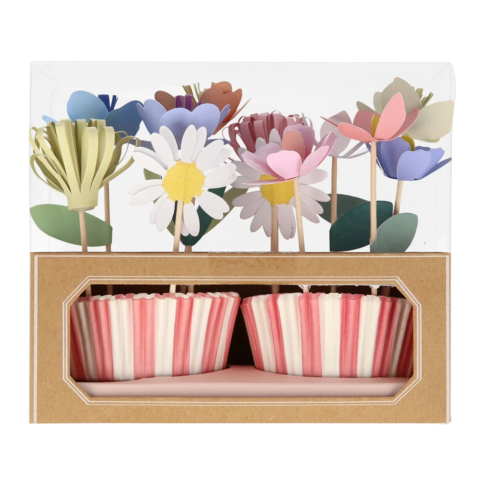 Cupcake Kit φορμάκια και toppers για παιδικό πάρτι Flower Garden σετ 24τμχ - Meri Meri