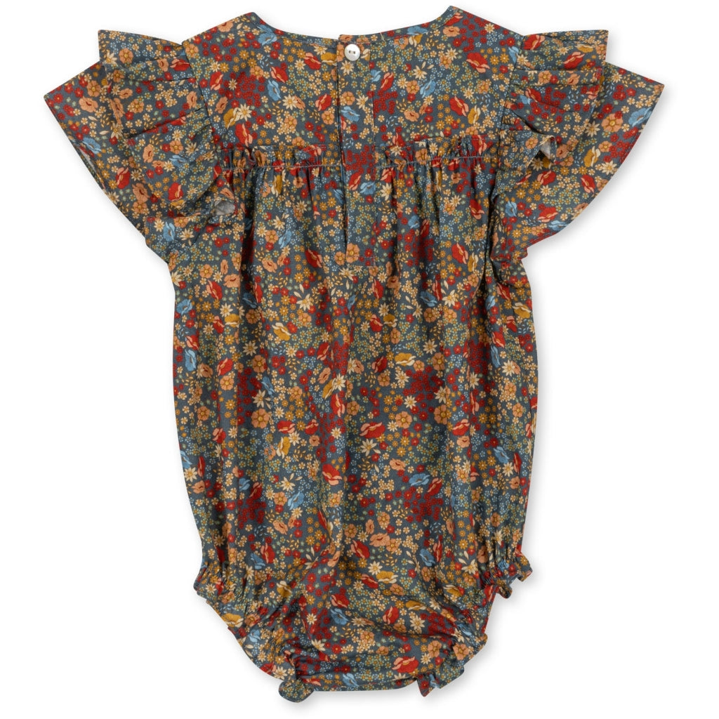 Παιδικό κοντομάνικο φορμάκι με βολάν Villetta Blue 3M-3Y Konges Slojd