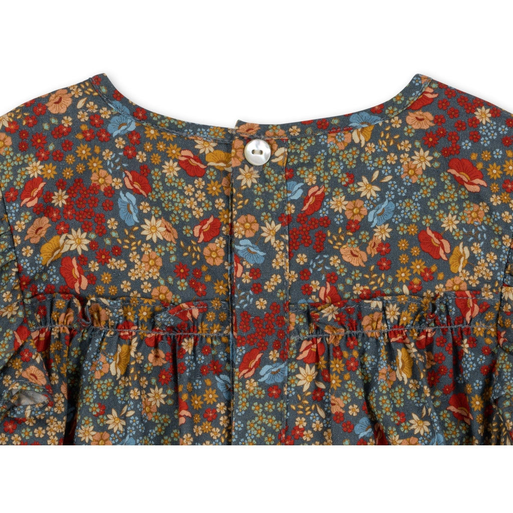 Παιδικό κοντομάνικο φορμάκι με βολάν Villetta Blue 3M-3Y Konges Slojd