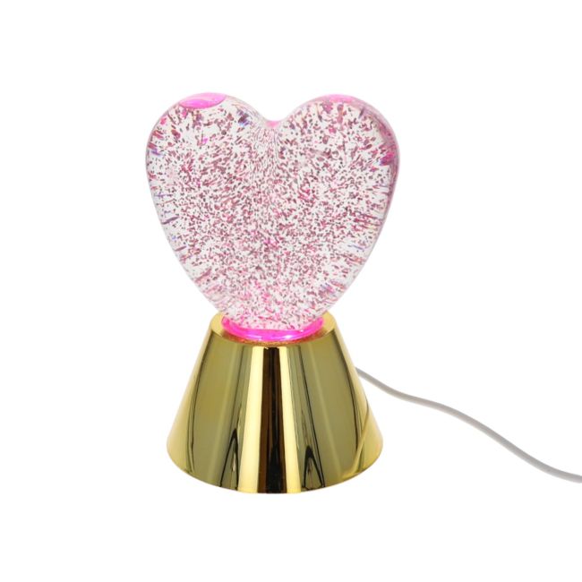Decorative Pink Heart shaped lamp with glitter