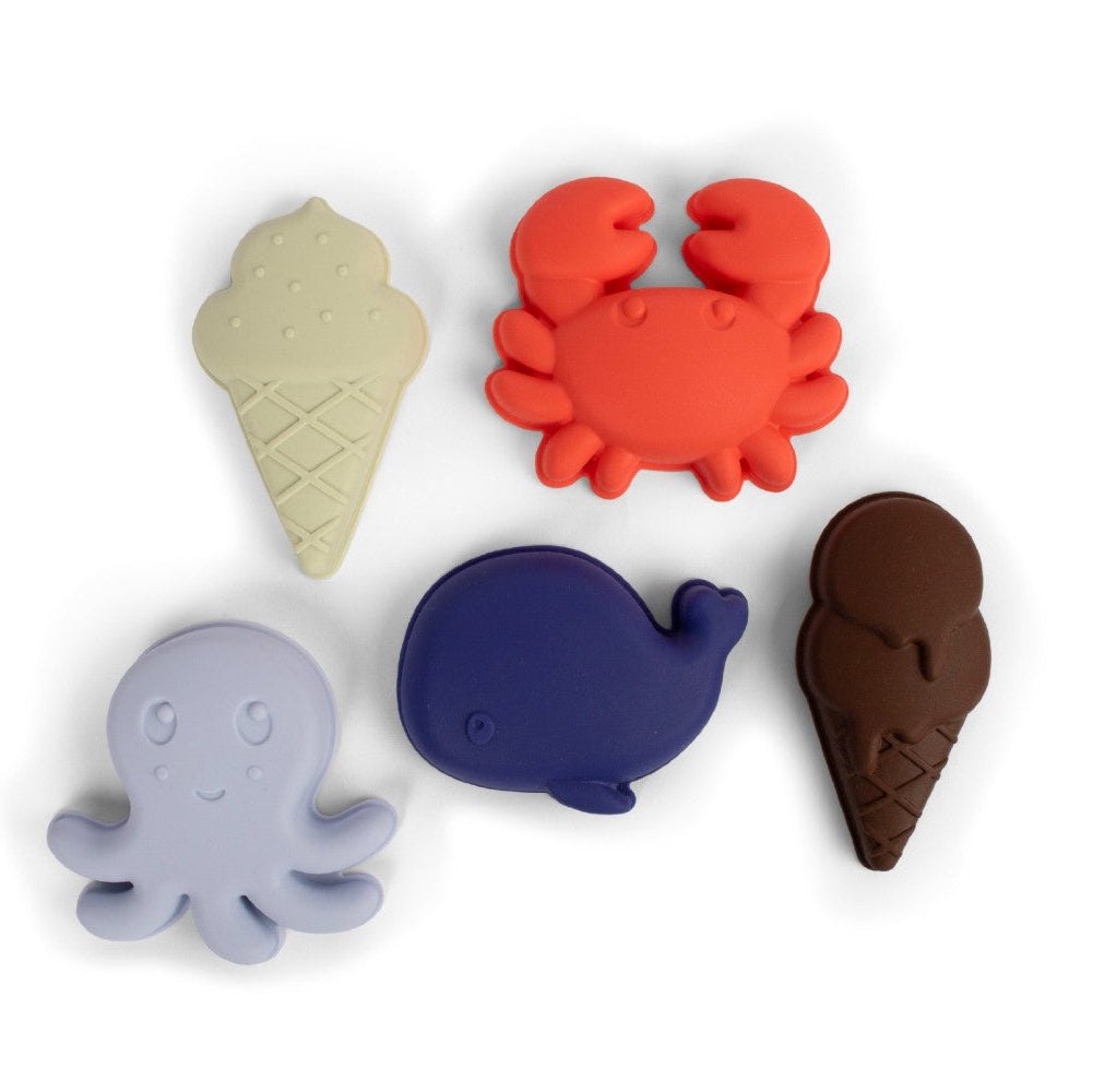 Silicone Sand Toys 5 pieces – Blue Mix Filibabba