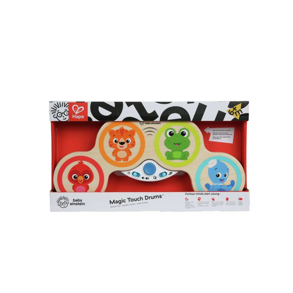 Ξύλινο Magic Touch Drum με ζωάκια 6μήνων+ Hape Kids