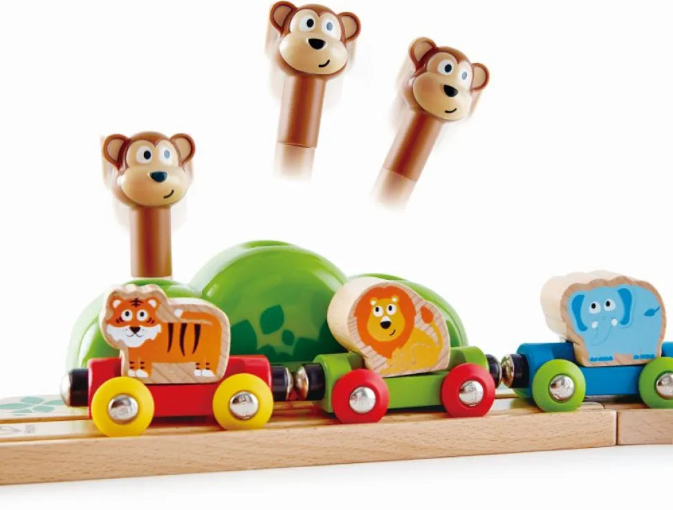 Wooden train set with music and monkeys 18months+ Hape Railway