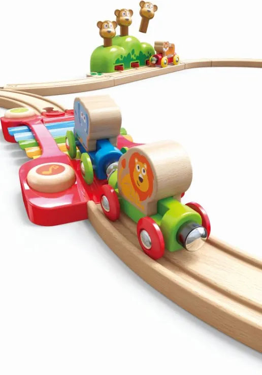 Wooden train set with music and monkeys 18months+ Hape Railway