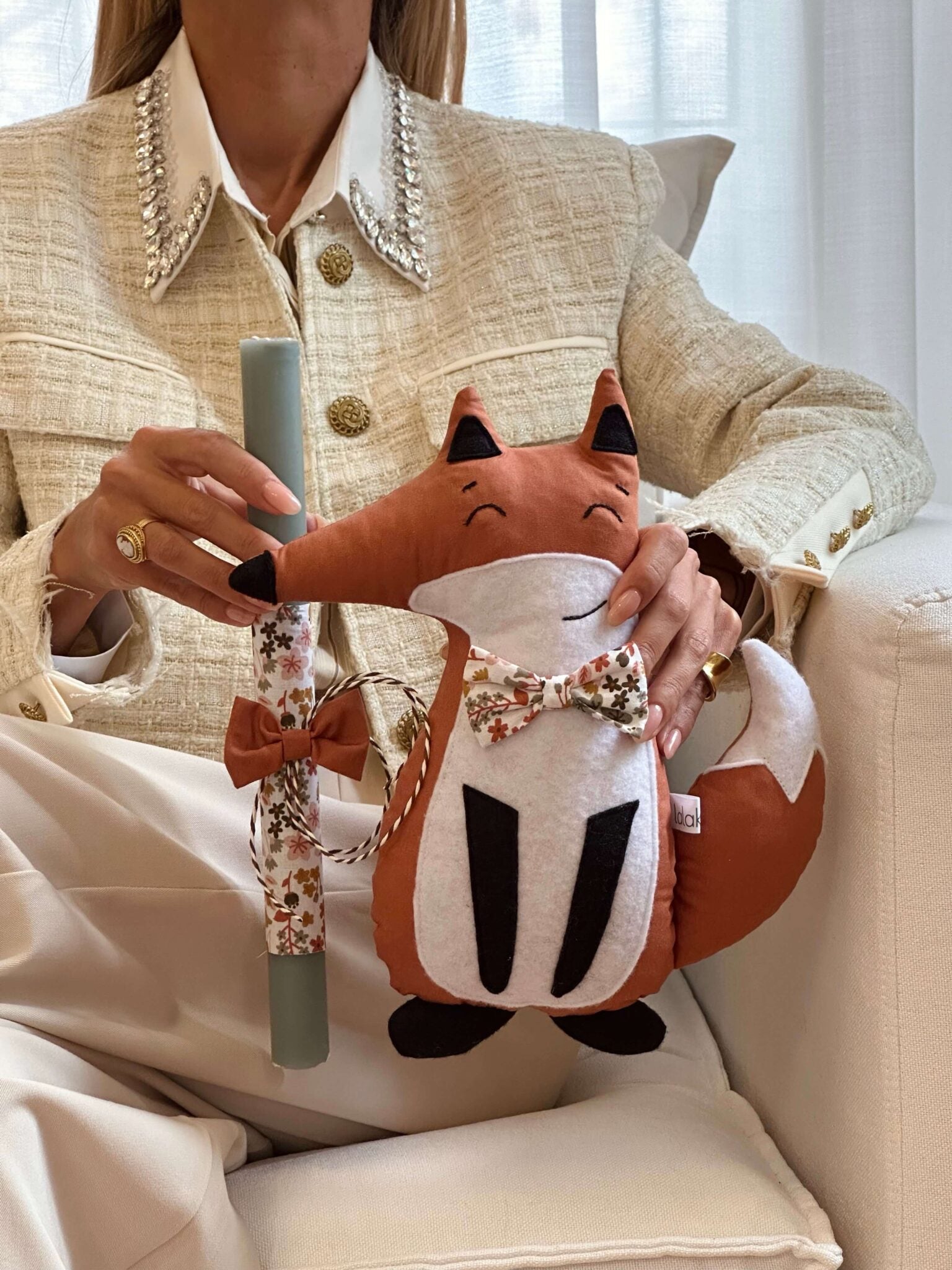 Handmade Easter fox candle Fanis, the mischievous one