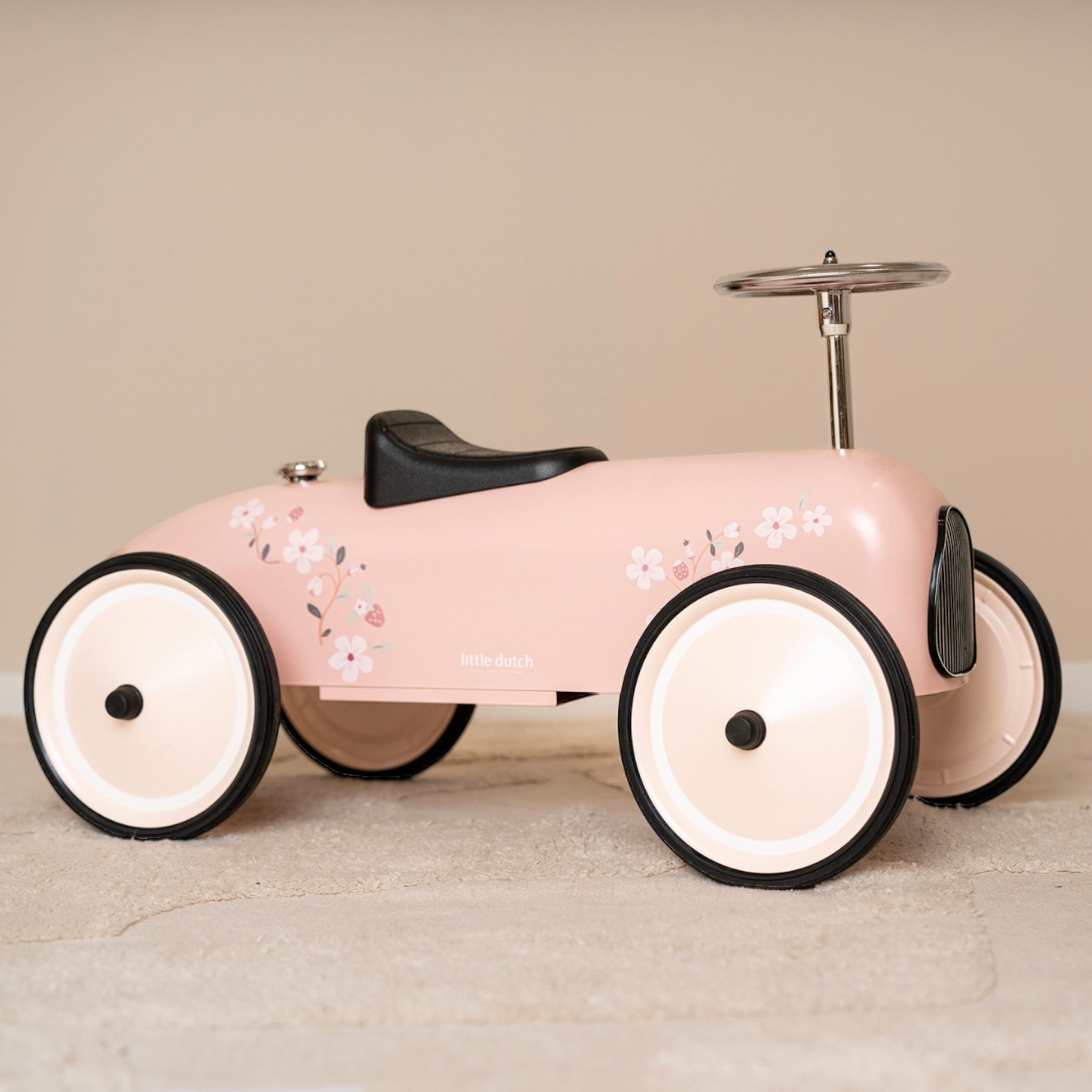 Kid's retro car Ride-on pink 45x25x87cm 2Y+ Little Dutch