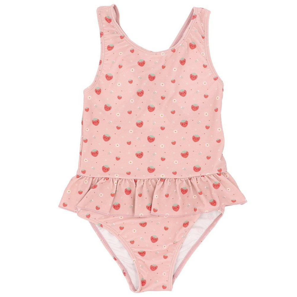 Crossed One-Piece Costume with Ruffles UPF 50+ 18-24 months Strawberries Monnëka size xs