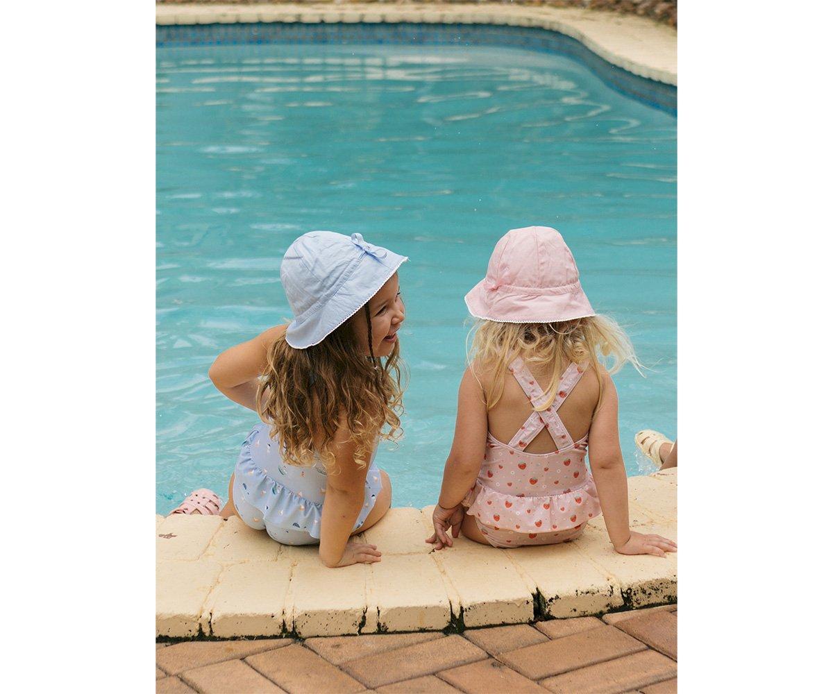 Crossed One-Piece Costume with Ruffles UPF 50+ 2-3 Years Strawberries Monnëka size S