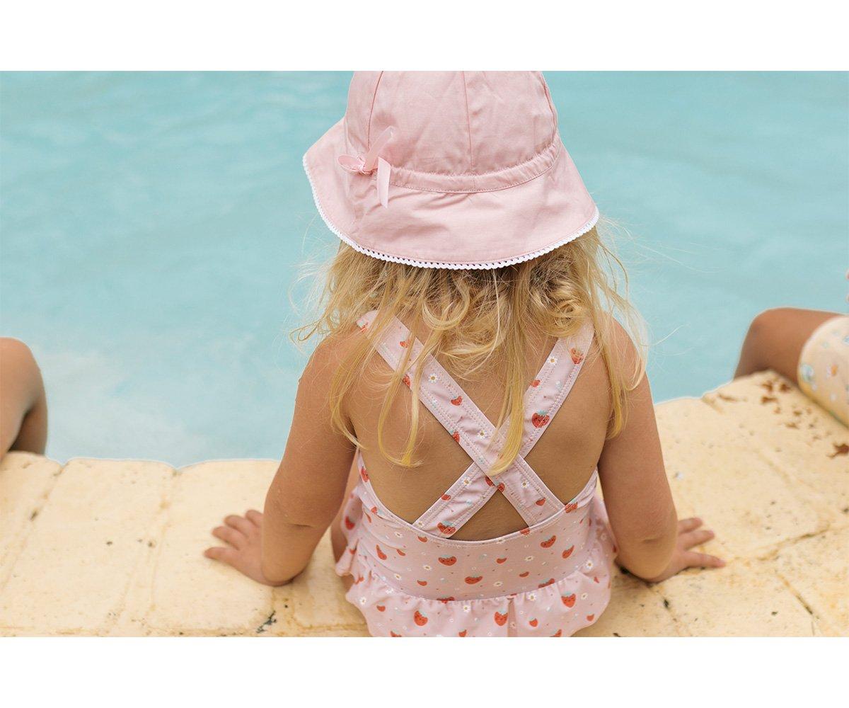 Crossed One-Piece Costume with Ruffles UPF 50+ 3-4 Years Strawberries Monnëka size M