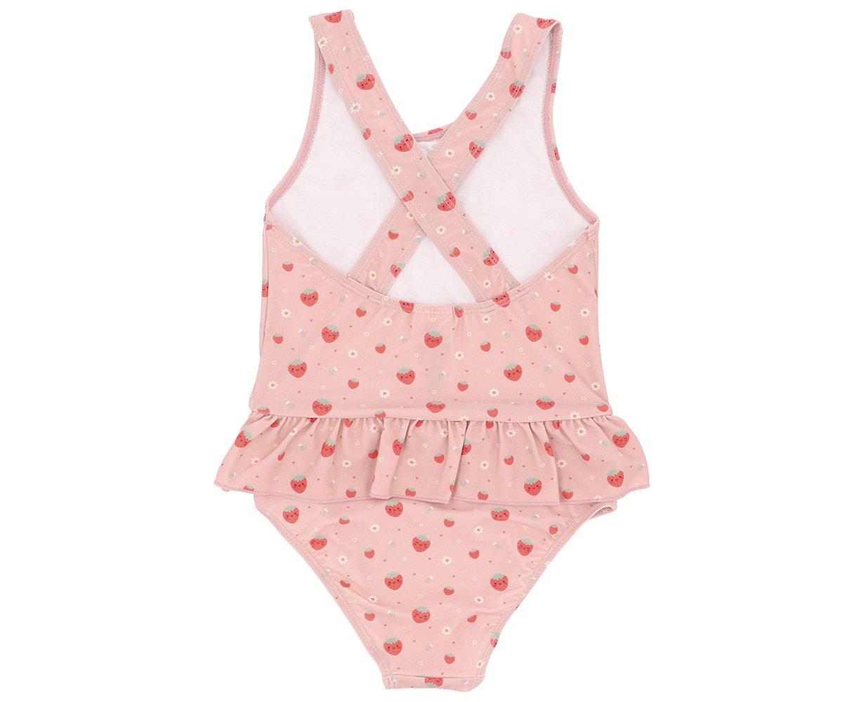 Crossed One-Piece Costume with Ruffles UPF 50+ 3-4 Years Strawberries Monnëka size M