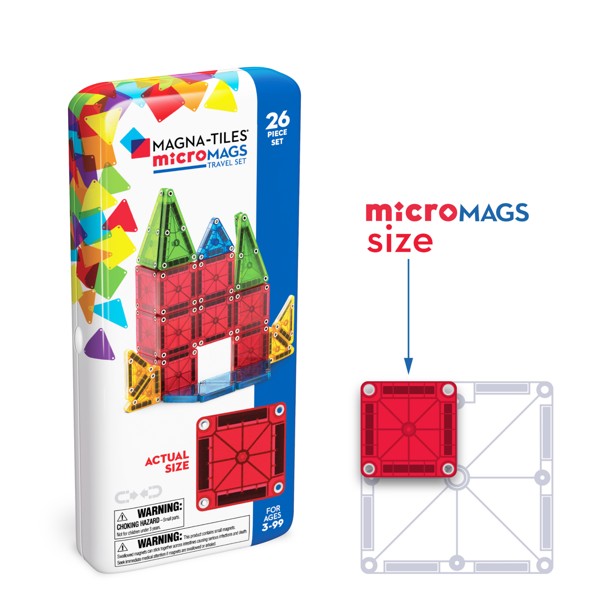 Micro mags Travel set - 26 Piece Set 3Y+ Magna Tiles