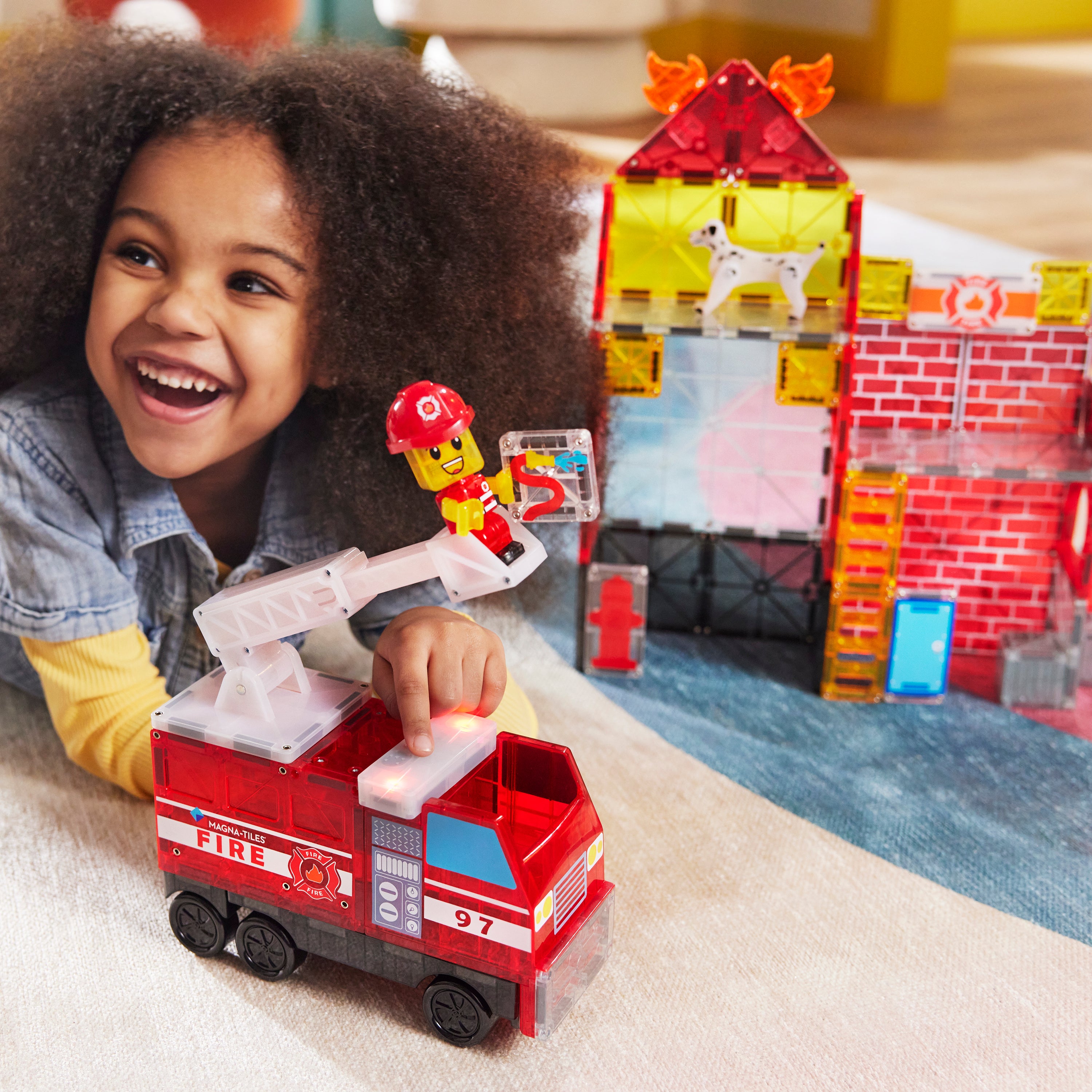 Kid's magnetic toy Fire Station 50pcs 3Y+ Magna Tiles