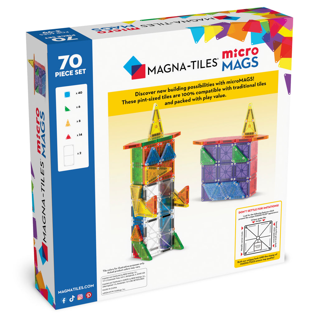 MicroMAGS 70-Piece Deluxe Set 3Y+ Magna Tiles