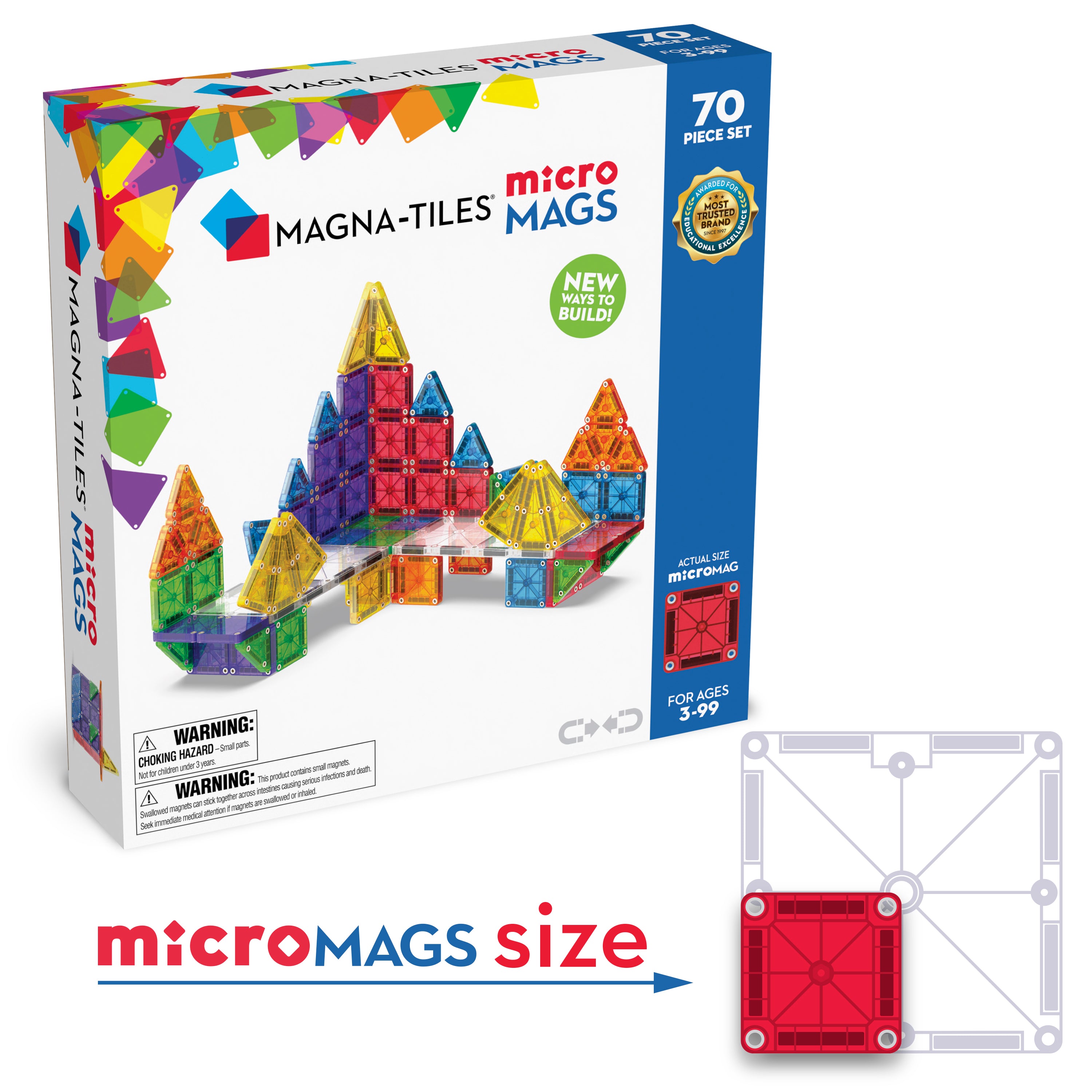 Μαγνητικό Παιχνίδι 70 κομματιών microMAGS Deluxe Set 3ετών+ Magna Tiles 244070