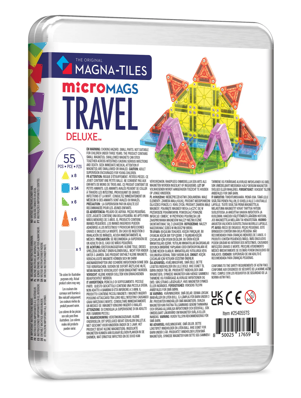 Kid's magnetic toy MicroMAGS Travel Set Deluxe 55pcs 3Y+ Magna Tiles
