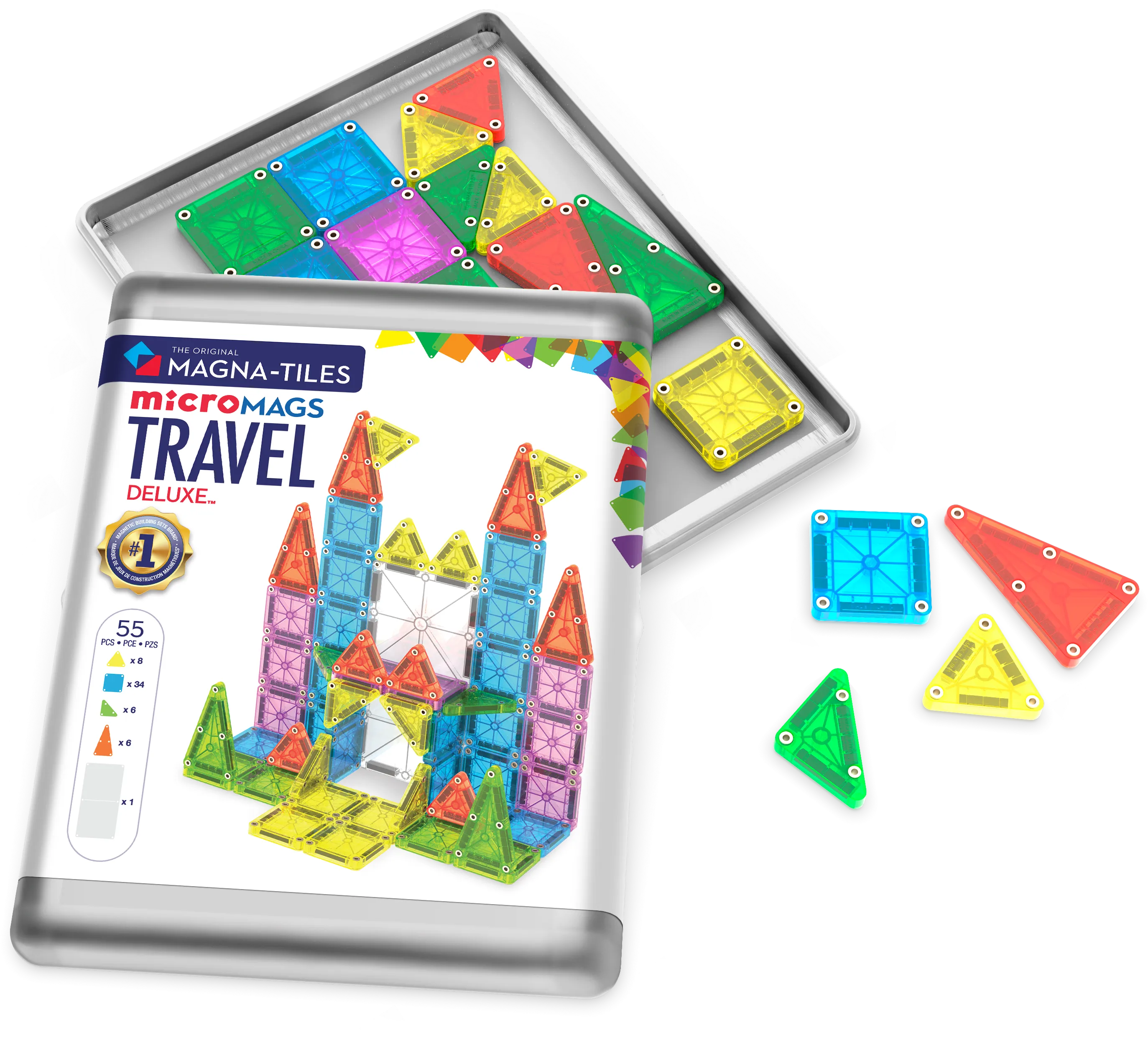 Kid's magnetic toy MicroMAGS Travel Set Deluxe 55pcs 3Y+ Magna Tiles