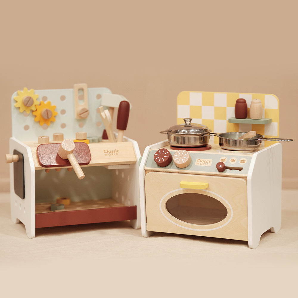 Wooden kid's toy mini kitchen with accessories 3+ years 