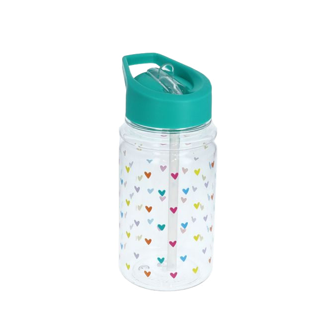 Kid's water Bottle with straw Hearts
