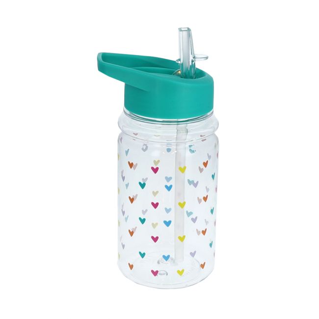 Kid's water Bottle with straw Hearts