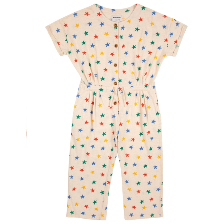 Kid's organic cotton playsuit with stars 2-9Y Bobo Choses